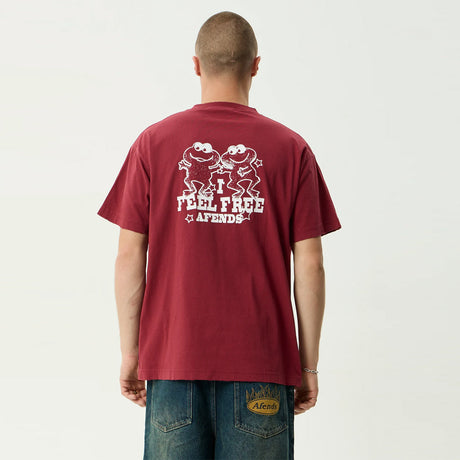 AFENDS Sonoran Boxy Tee - Washed Burgundy