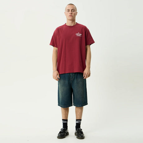 AFENDS Sonoran Boxy Tee - Washed Burgundy