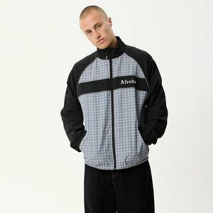 AFENDS Spicy Recycled Sports Spray Jacket - Slate Blue Check