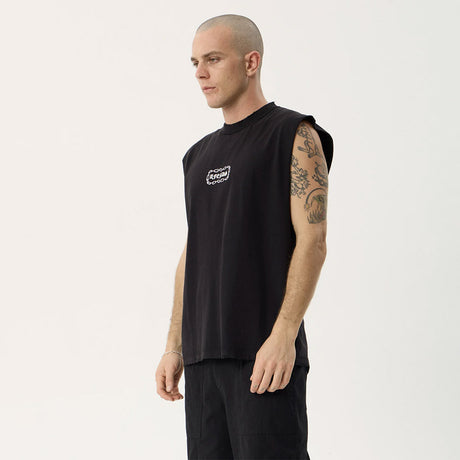 AFENDS Spiritual Heavyweight Sleeveless Tee - Stone Black