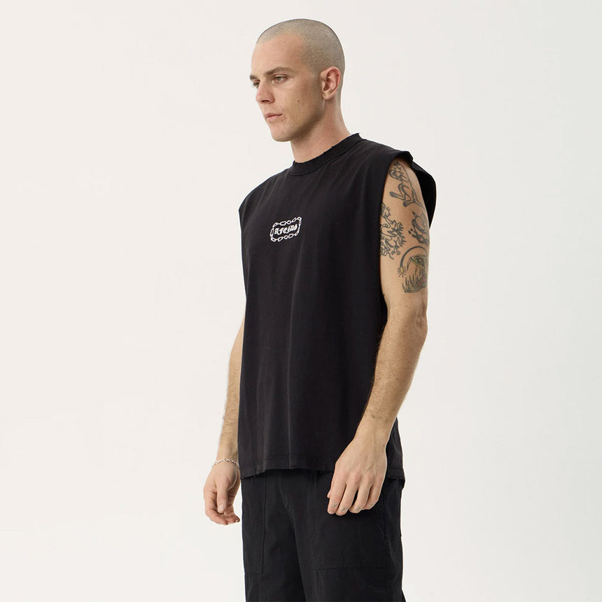 AFENDS Spiritual Heavyweight Sleeveless Tee - Stone Black