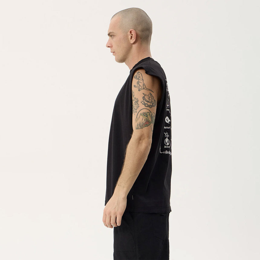 AFENDS Spiritual Heavyweight Sleeveless Tee - Stone Black