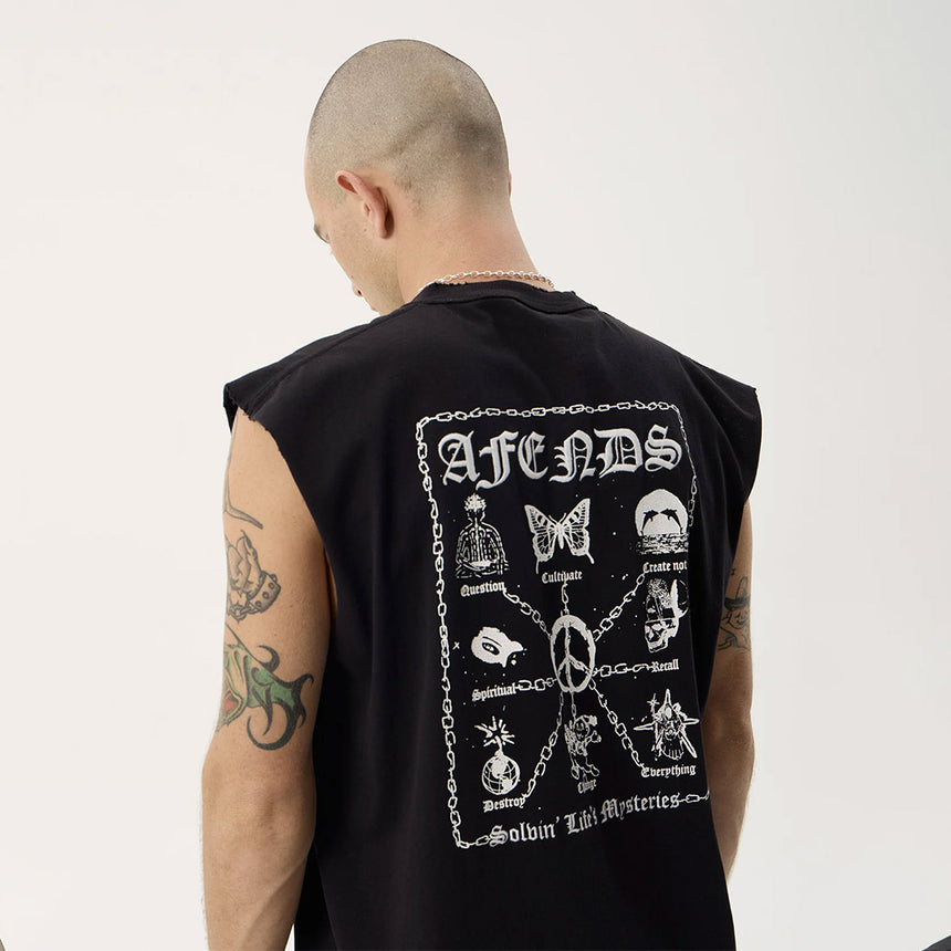 AFENDS Spiritual Heavyweight Sleeveless Tee - Stone Black