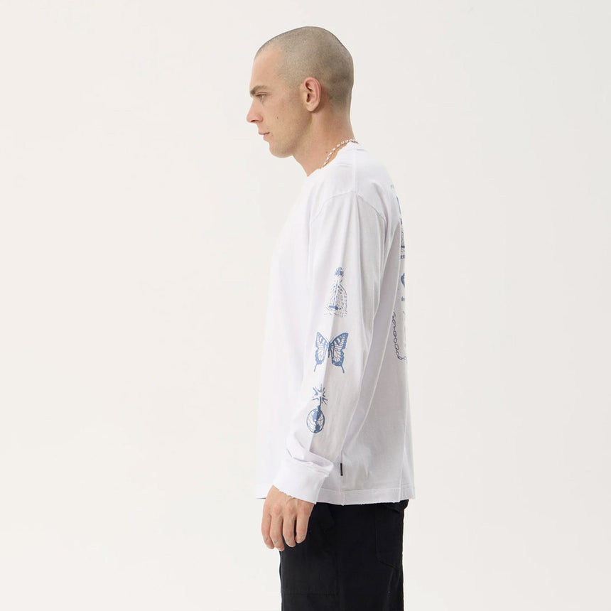AFENDS Spiritual Recycled Boxy Long Sleeve Tee - White