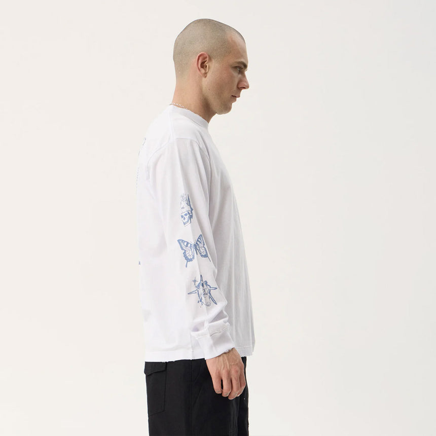 AFENDS Spiritual Recycled Boxy Long Sleeve Tee - White