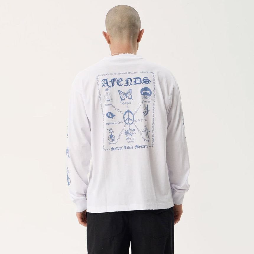 AFENDS Spiritual Recycled Boxy Long Sleeve Tee - White