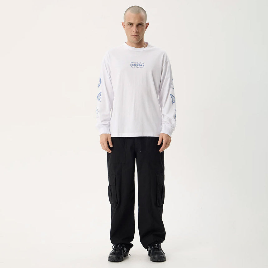 AFENDS Spiritual Recycled Boxy Long Sleeve Tee - White