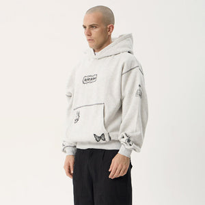 AFENDS Spiritual Recycled Distressed Boxy Hood - Grey Marle