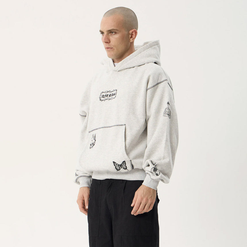 AFENDS Spiritual Recycled Distressed Boxy Hood - Grey Marle