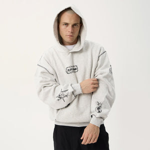 AFENDS Spiritual Recycled Distressed Boxy Hood - Grey Marle