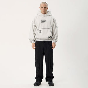 AFENDS Spiritual Recycled Distressed Boxy Hood - Grey Marle
