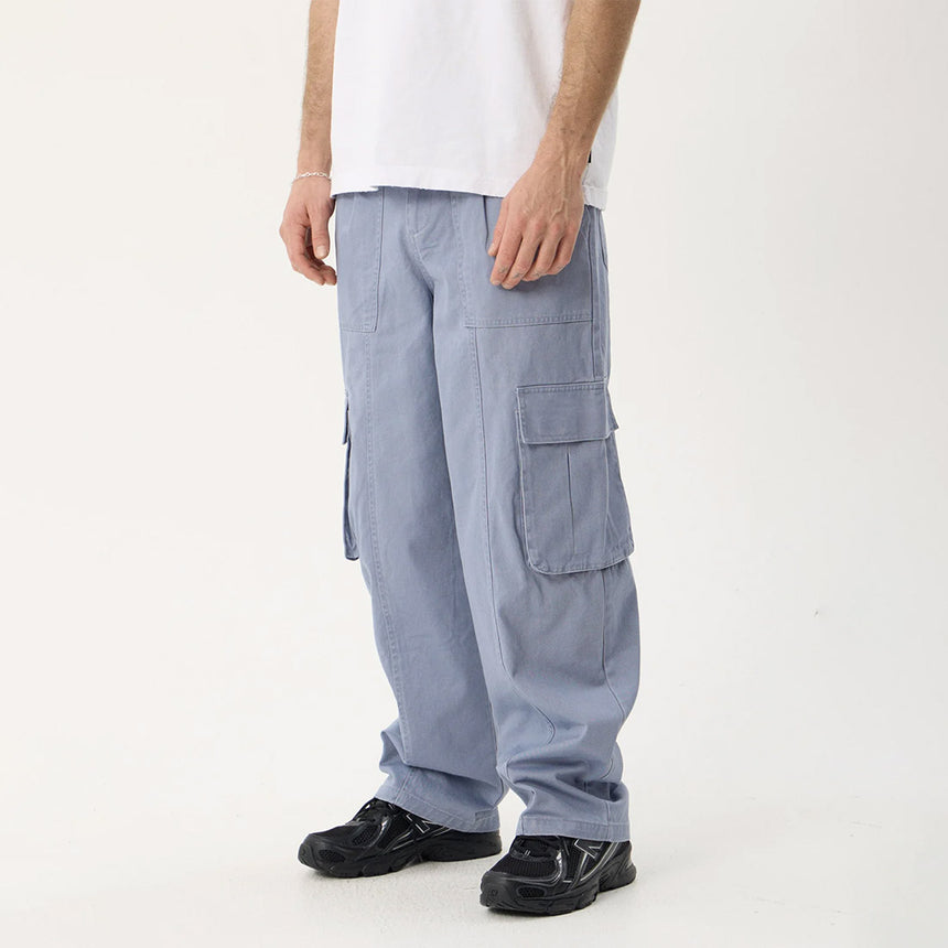 AFENDS Summit Organic Pleated Cargo Pant - Washed Slate Blue