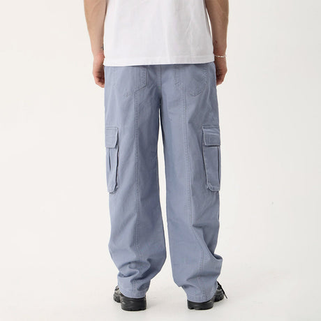 AFENDS Summit Organic Pleated Cargo Pant - Washed Slate Blue