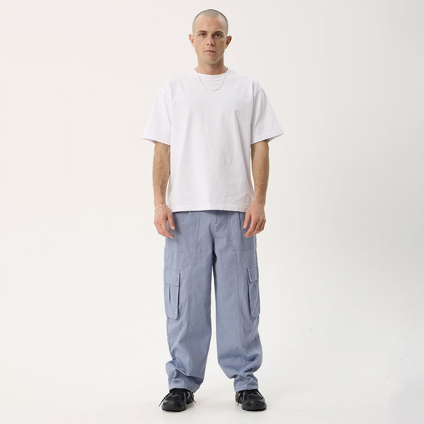 AFENDS Summit Organic Pleated Cargo Pant - Washed Slate Blue