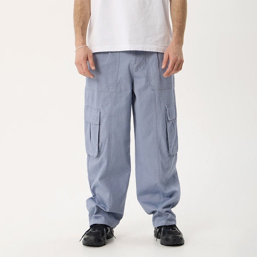 AFENDS Summit Organic Pleated Cargo Pant - Washed Slate Blue