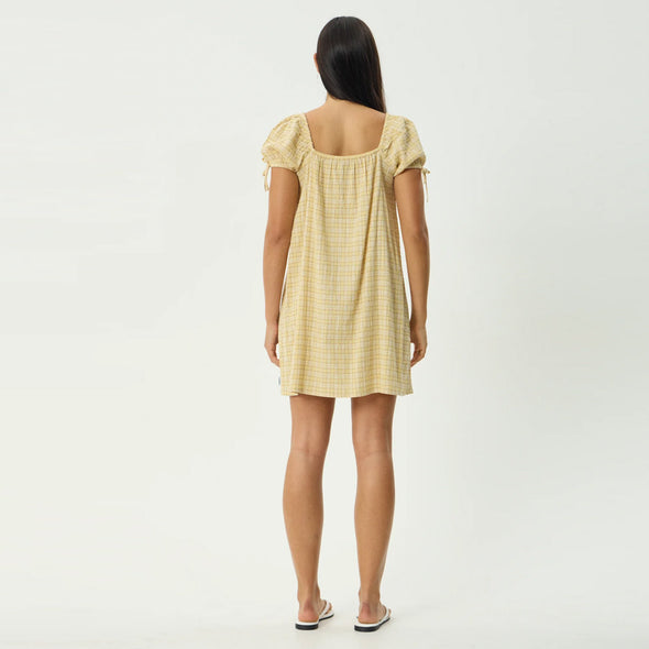 AFENDS Sunday Seersucker Mini Dress - Lemon Check