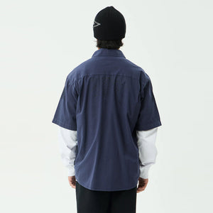 AFENDS Supply Workwear Short Sleeve Shirt - Washed Deep Sea