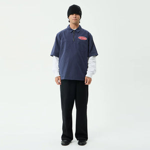 AFENDS Supply Workwear Short Sleeve Shirt - Washed Deep Sea