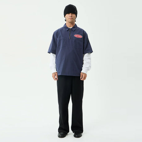 AFENDS Supply Workwear Short Sleeve Shirt - Washed Deep Sea