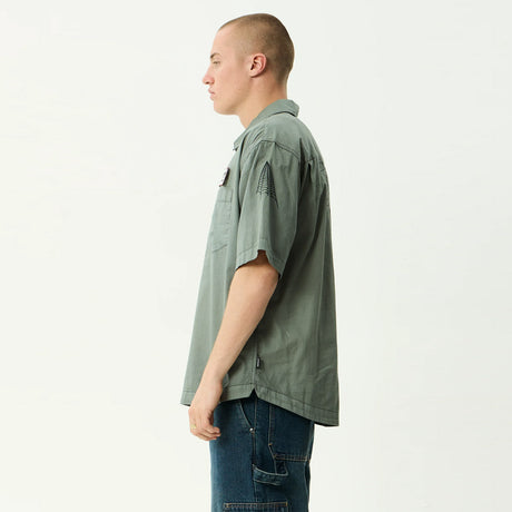 AFENDS Supply Workwear Short Sleeve Shirt - Washed Sycamore