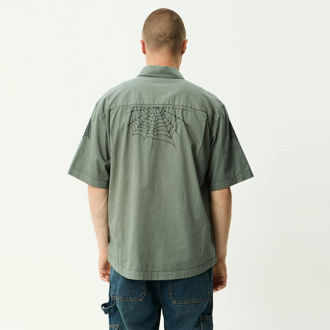 AFENDS Supply Workwear Short Sleeve Shirt - Washed Sycamore