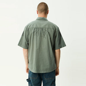 AFENDS Supply Workwear Short Sleeve Shirt - Washed Sycamore