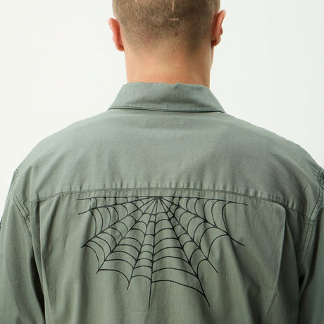 AFENDS Supply Workwear Short Sleeve Shirt - Washed Sycamore
