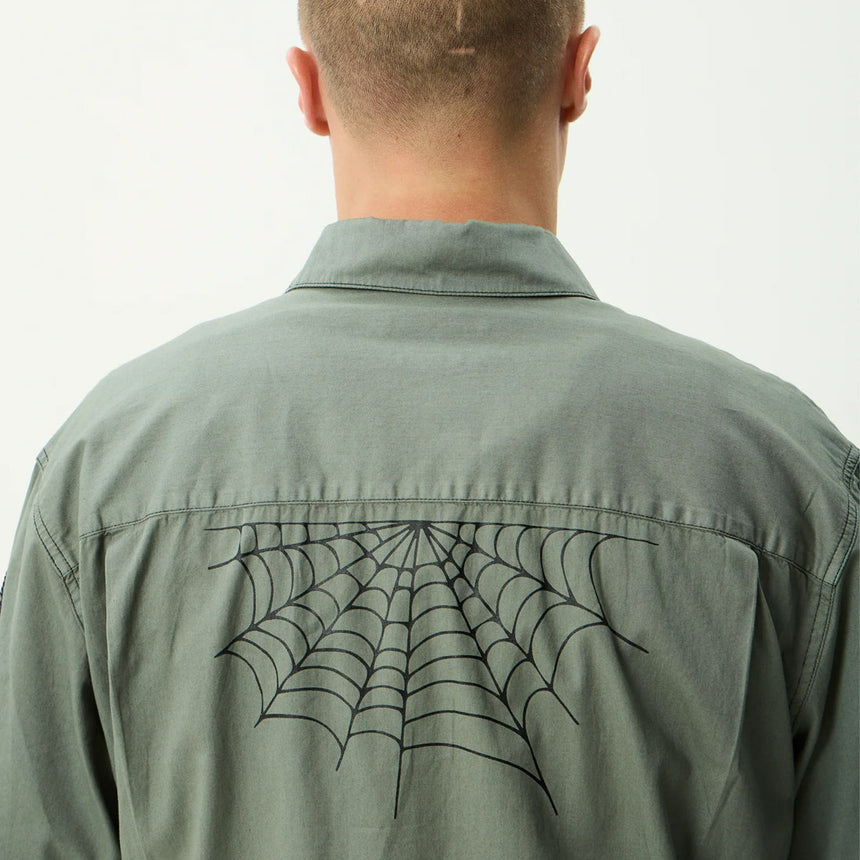 AFENDS Supply Workwear Short Sleeve Shirt - Washed Sycamore