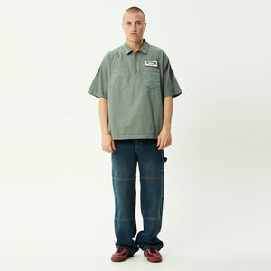 AFENDS Supply Workwear Short Sleeve Shirt - Washed Sycamore
