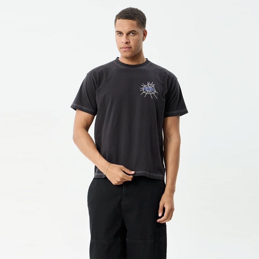 AFENDS Tangled Boxy Tee - Stone Black