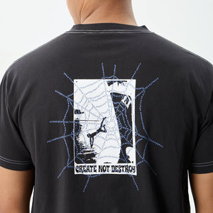 AFENDS Tangled Boxy Tee - Stone Black