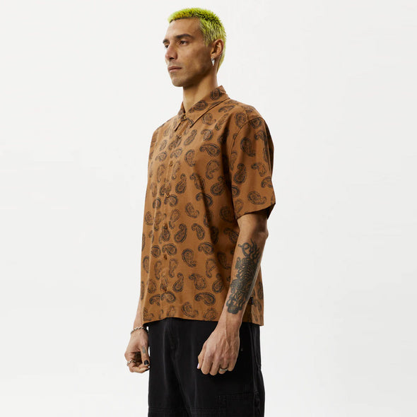 AFENDS Tradition Paisley Short Sleeve Shirt - Toffee