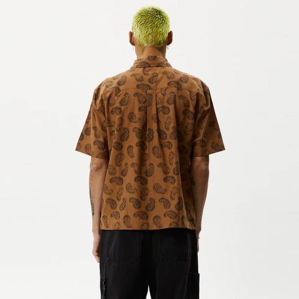 AFENDS Tradition Paisley Short Sleeve Shirt - Toffee