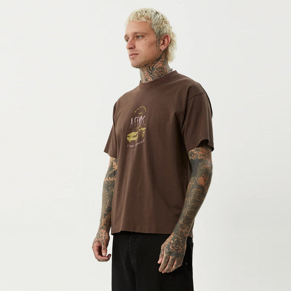 AFENDS Trayback Boxy Fit Tee - Coffee