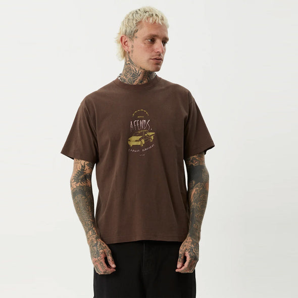AFENDS Trayback Boxy Fit Tee - Coffee