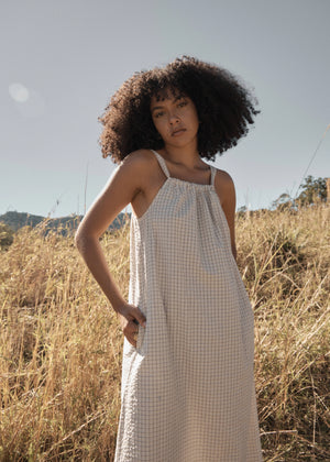 AFENDS Vania Seersucker Maxi Dress - Reverb Moonbeam Check
