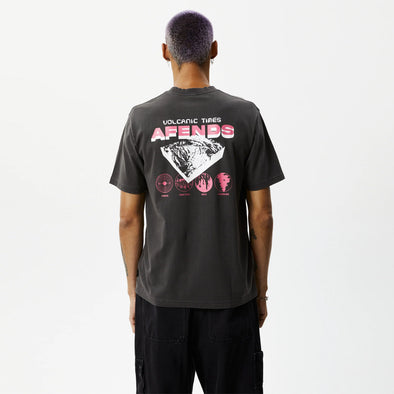 AFENDS Volcanic Times Graphic Retro Tee - Stone Black