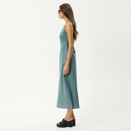 AFENDS Voyager Maxi Dress - Deep Olive Check
