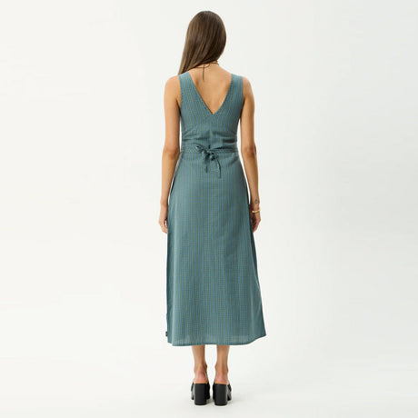 AFENDS Voyager Maxi Dress - Deep Olive Check