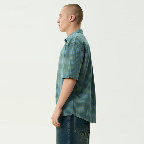 AFENDS Voyager Short Sleeve Shirt - Deep Olive Check
