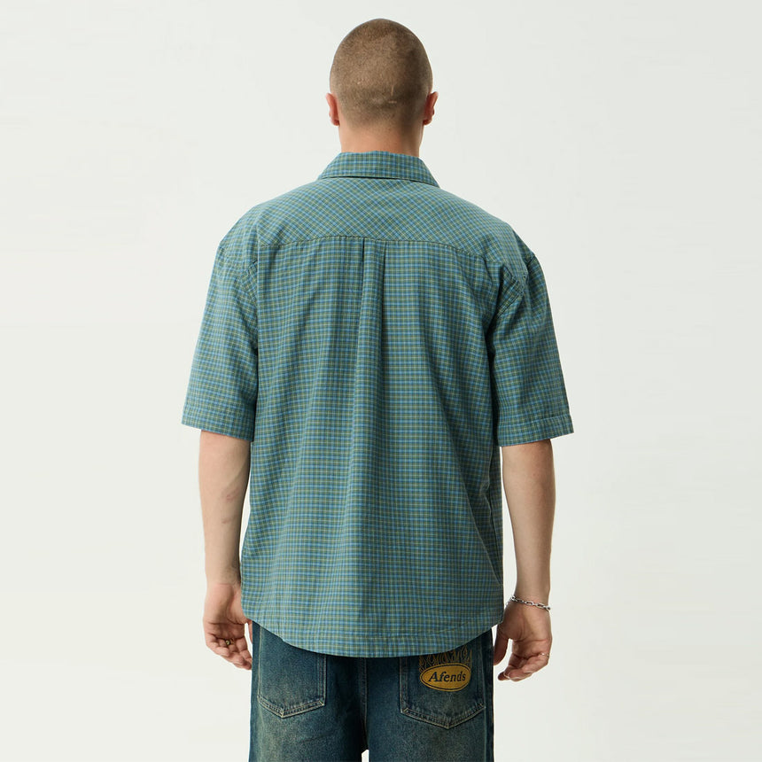 AFENDS Voyager Short Sleeve Shirt - Deep Olive Check