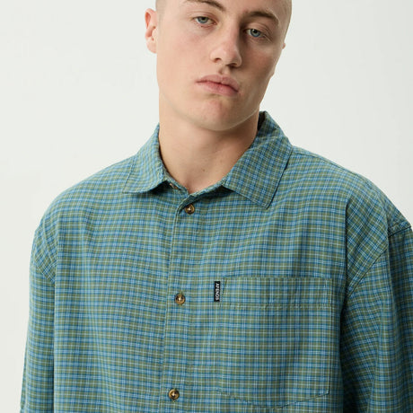 AFENDS Voyager Short Sleeve Shirt - Deep Olive Check