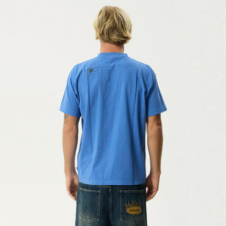 AFENDS Webhead Boxy Fit Tee - Washed Marina