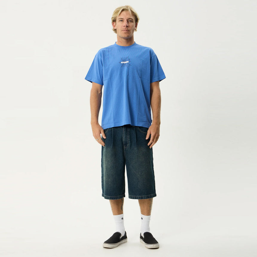 AFENDS Webhead Boxy Fit Tee - Washed Marina