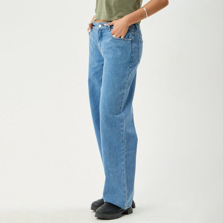AFENDS Women's Alyra Low Rise Wide Leg Jean - Worn Blue