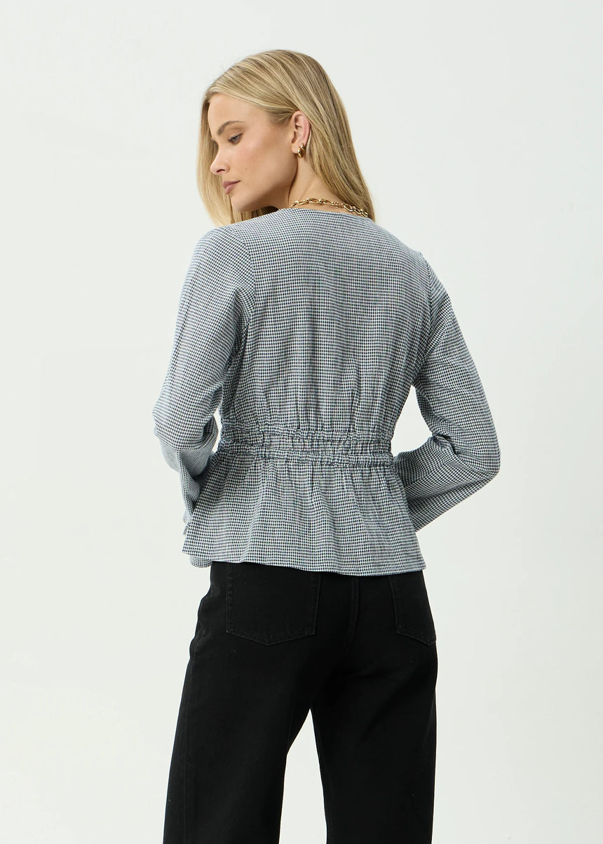 AFENDS Women's Annika Long Sleeve Top - Indy Navy Check