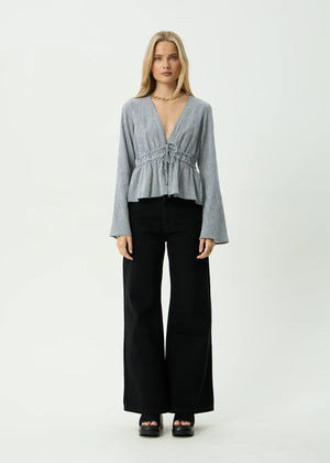 AFENDS Women's Annika Long Sleeve Top - Indy Navy Check