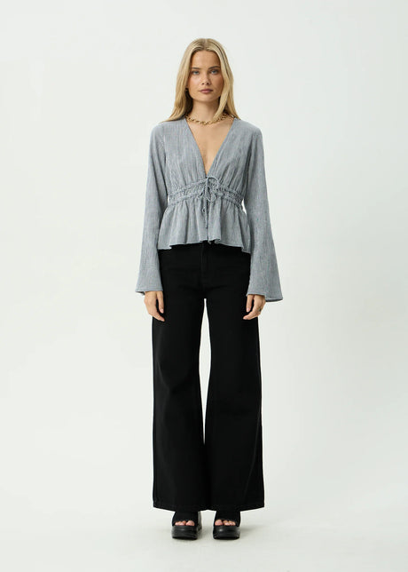 AFENDS Women's Annika Long Sleeve Top - Indy Navy Check