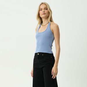 AFENDS Women's Basis Rib Halter - Slate Blue