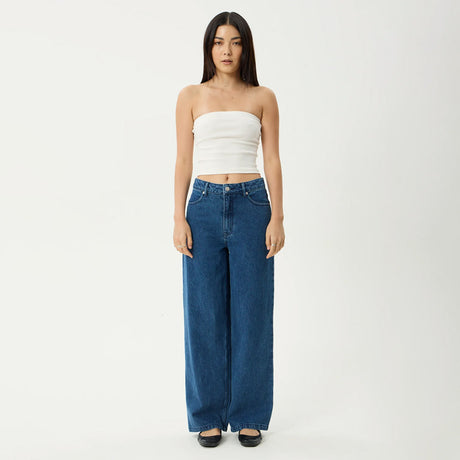 AFENDS Women's Bella Denim Wide Leg Baggy Jean - Authentic Blue
